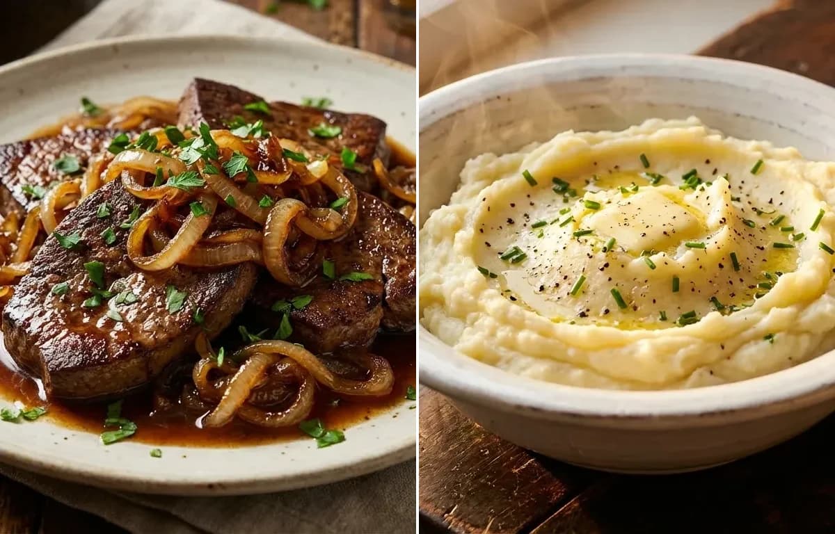 Liver and Onions with Mashed Potatoes