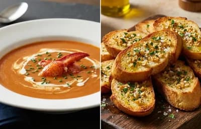 Lobster Bisque with Garlic Crostini