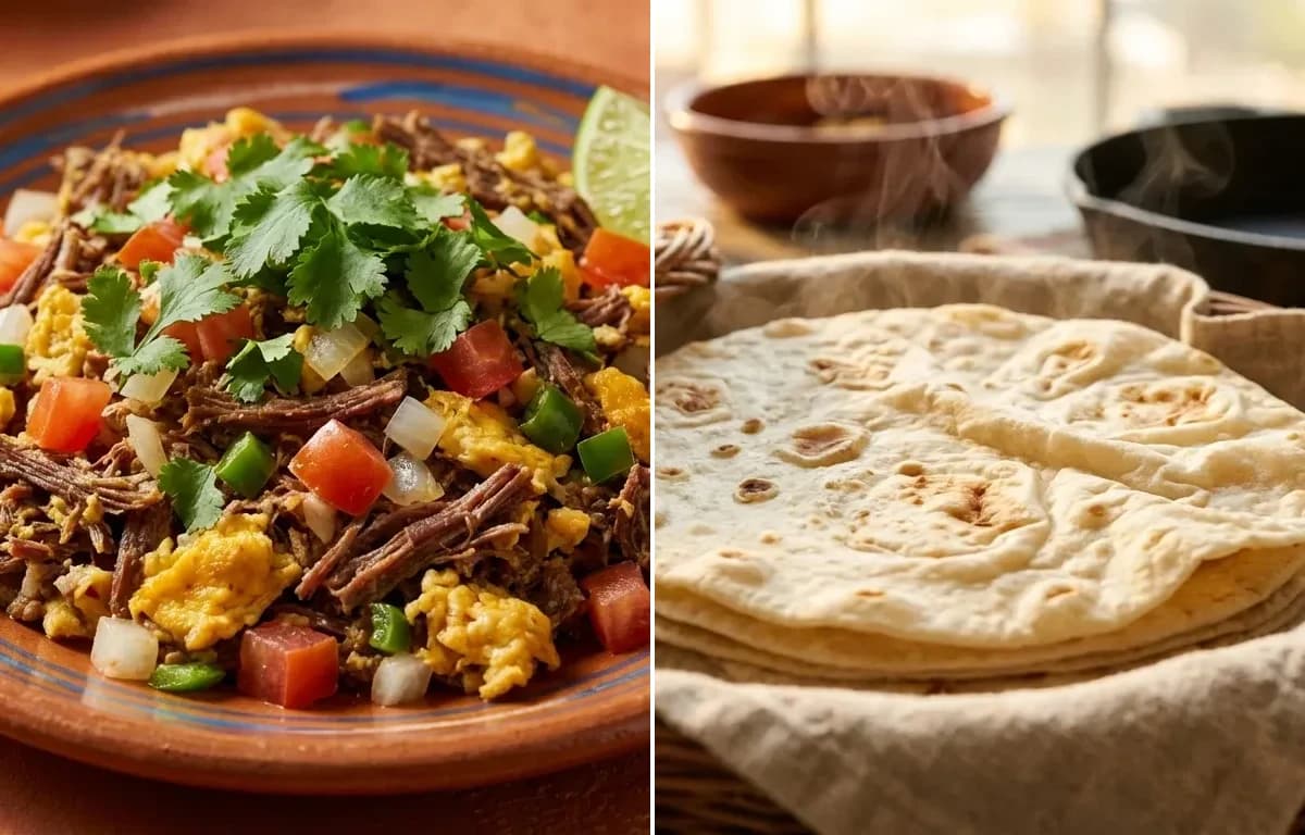 Machaca con Huevo with Flour Tortillas