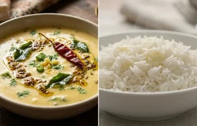 Maharashtrian Kadhi with Steamed Basmati Rice