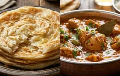 Malabar Parotta with Chicken Curry