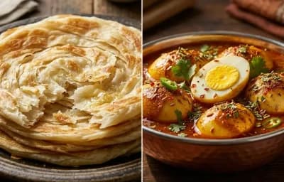 Malabar Parotta with Egg Curry