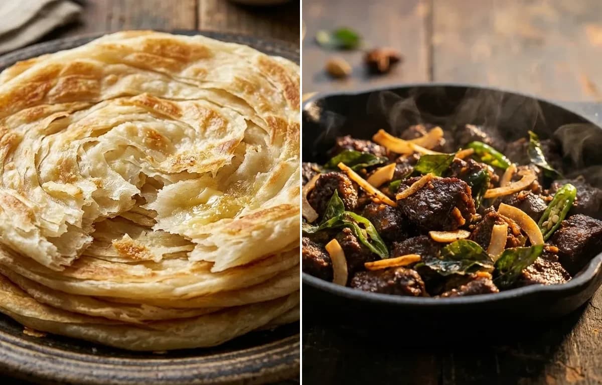 Malabar Parotta with Kerala Beef Fry