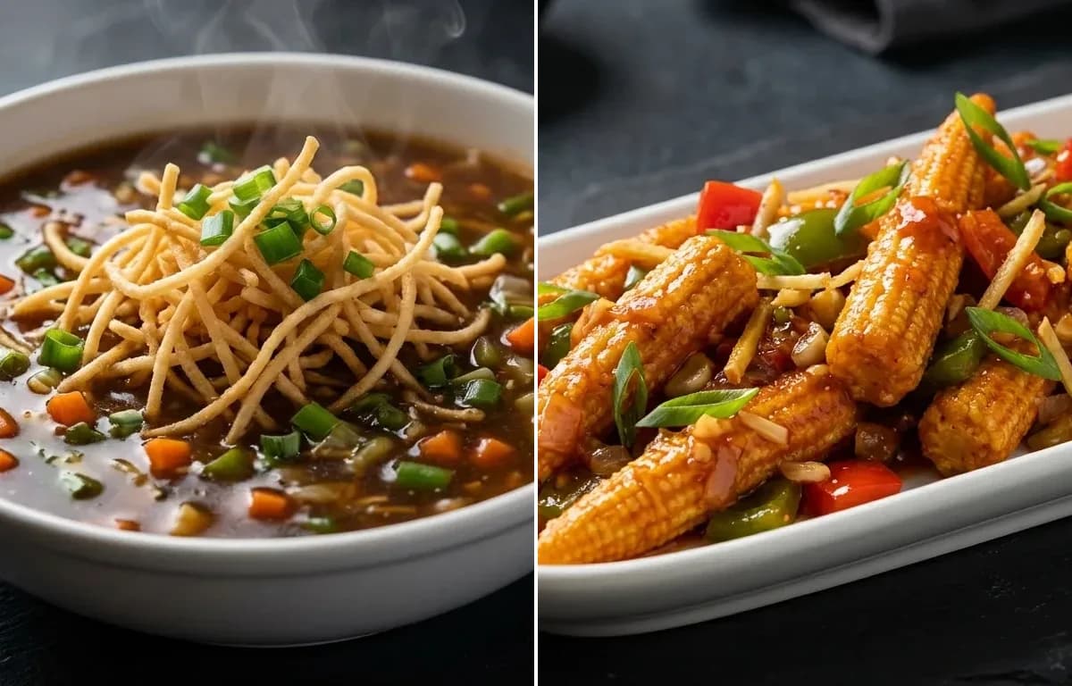 Manchow Soup with Chilli Baby Corn
