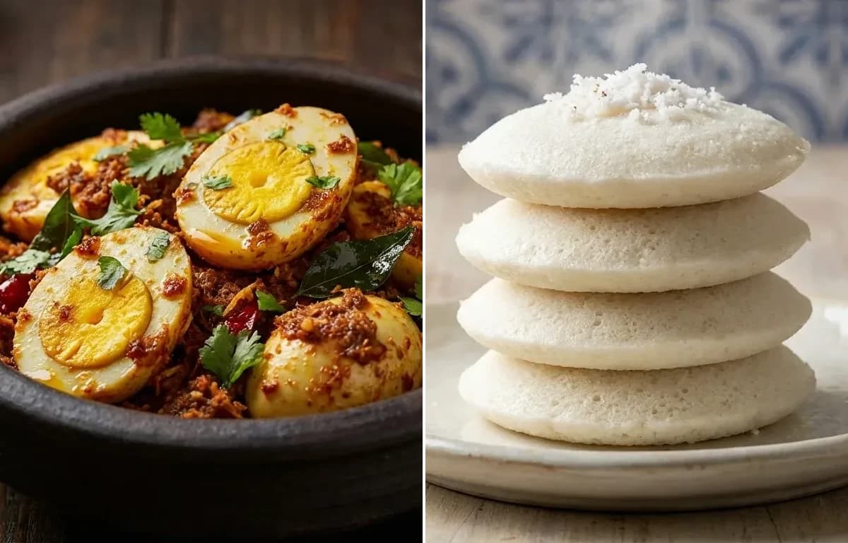 Mangalorean Egg Sukka with Goan Sanna