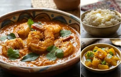 Mangalorean Prawn Curry with Joha Bhaat and Papaya Khar