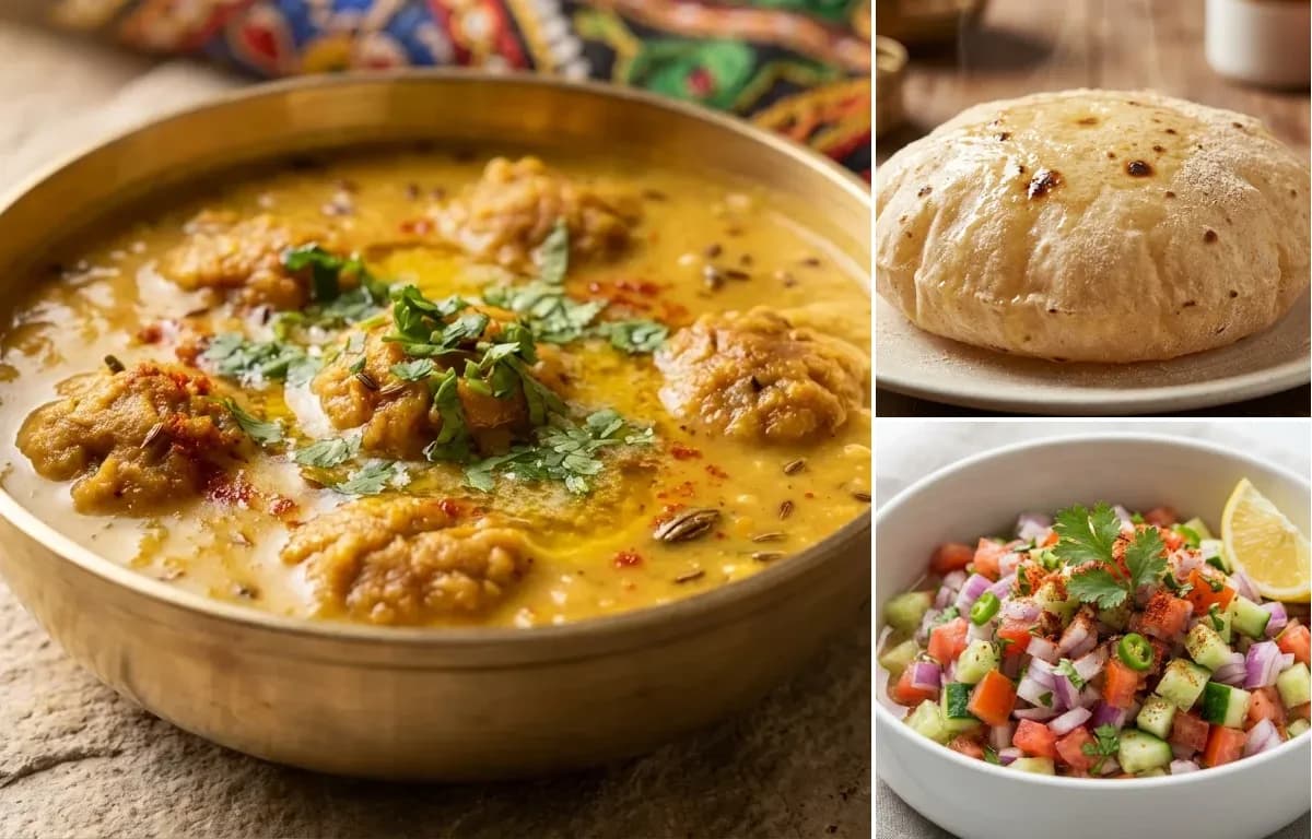 Mangodi Dal, Phulka and Kachumber Salad