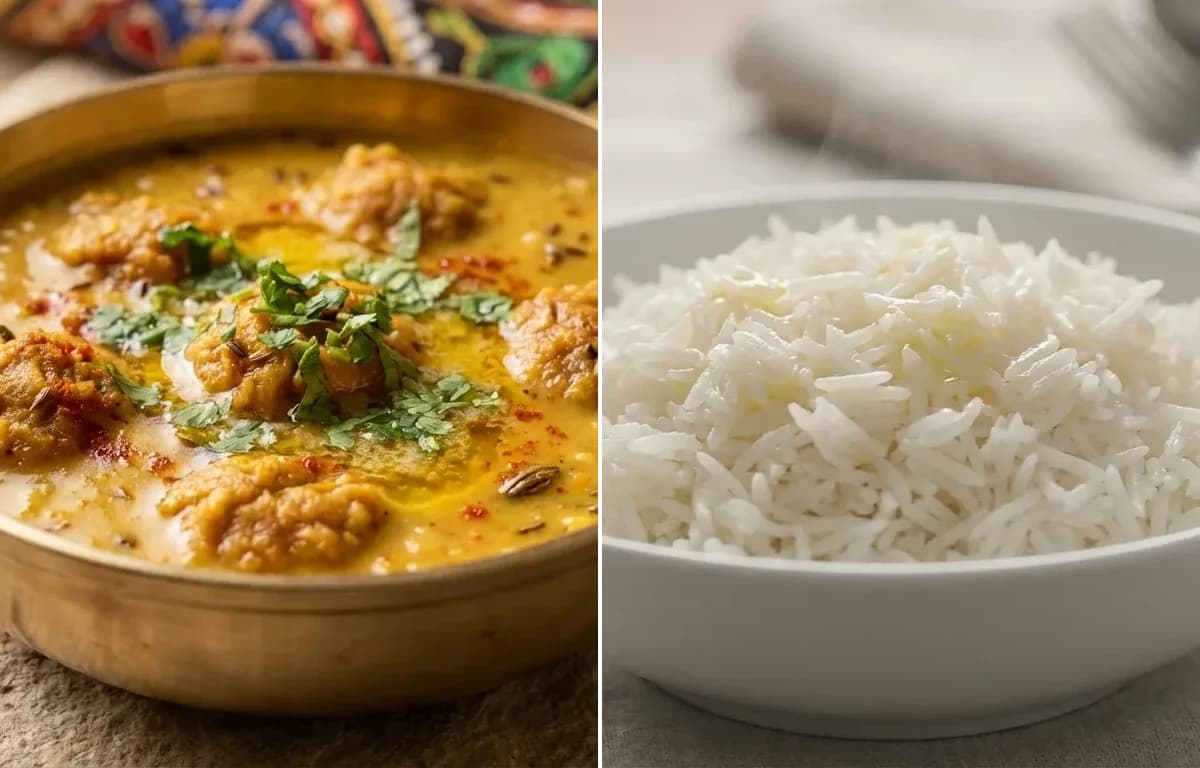 Mangodi Dal with Steamed Basmati Rice