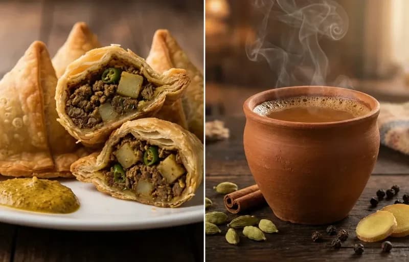 Mangsher Singara with Masala Cha