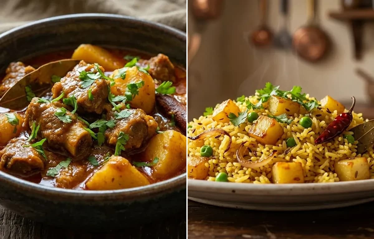 Mansa Aloo Jhola with Bhaja Bhaat