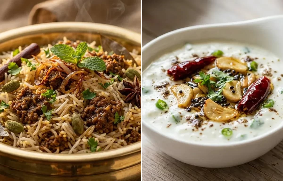 Marwari Keema Pulao with Garlic Raita