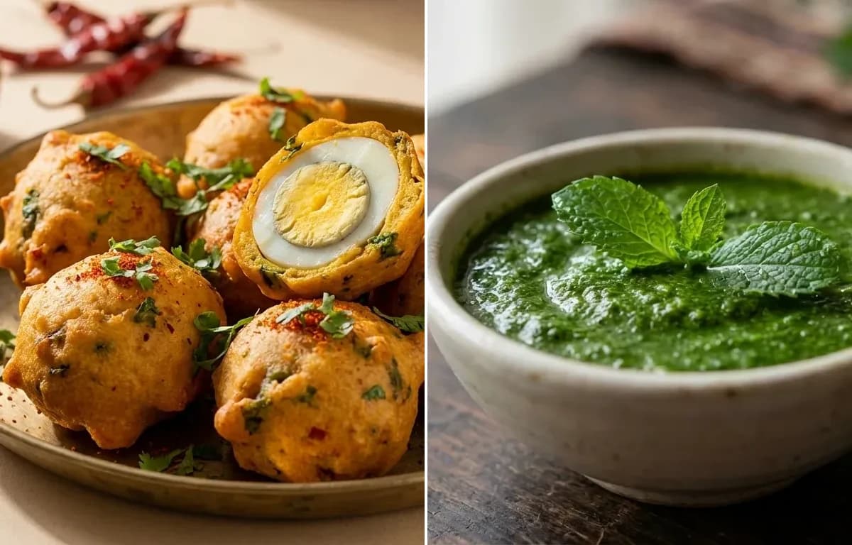 Masala Egg Pakora with Mint Chutney