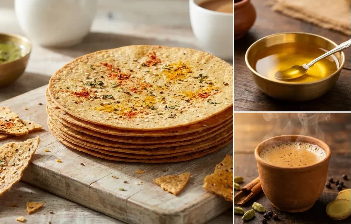 Masala Khakhra, Ghee and Masala Chai