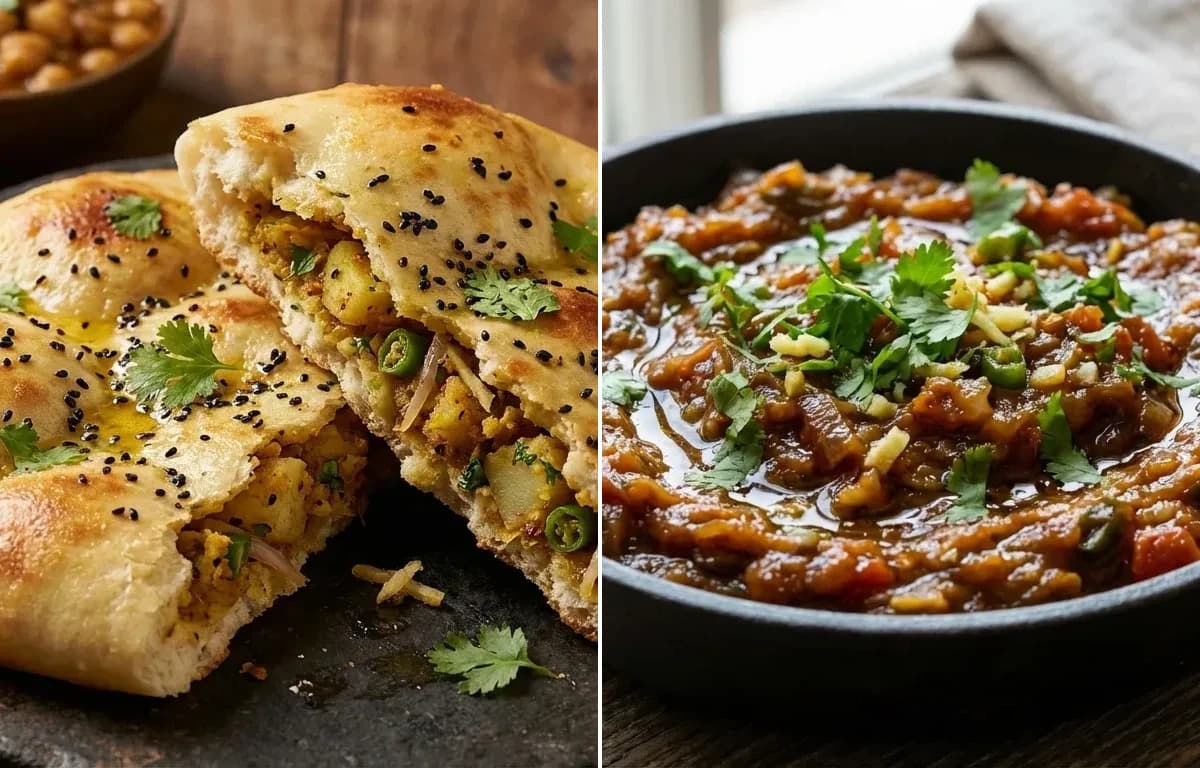 Masala Kulcha with Baingan Bharta