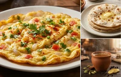 Masala Omelette with Ruti and Masala Cha