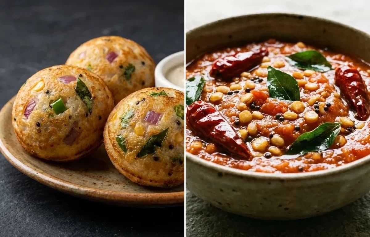 Masala Paddu with Tomato Chutney