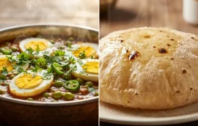 Matar Anda Curry with Phulka