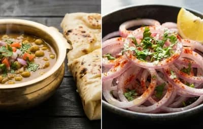 Matar Kulcha with Sliced Onions