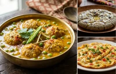 Matar Mangodi Sabzi with Bajra Roti and Masala Omelette