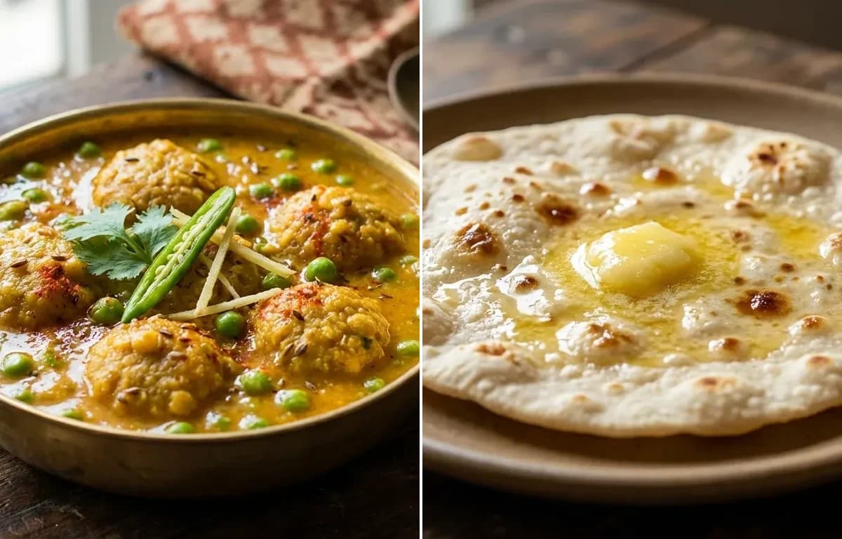 Matar Mangodi Sabzi with Jowar Roti