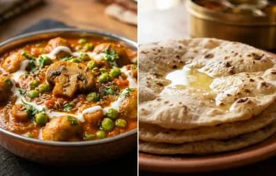 Matar Mushroom Curry with Roti