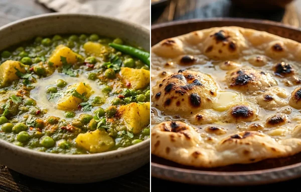 Matar Nimona with Tandoori Roti