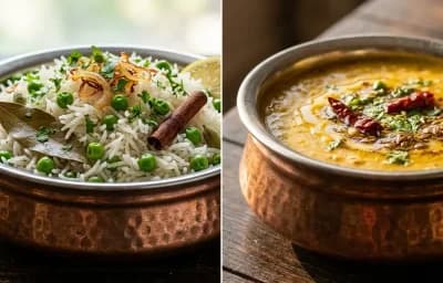 Matar Pulao with Dal Fry