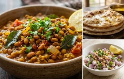 Matki Usal with Chapati and Kanda Koshimbir