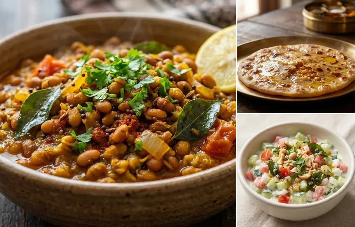 Matki Usal, Puran Poli and Koshimbir