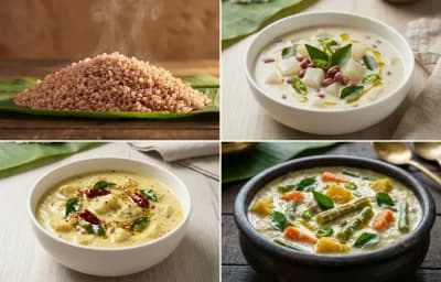 Matta Rice with Olan, Kerala Kalan, Avial and Pappadam