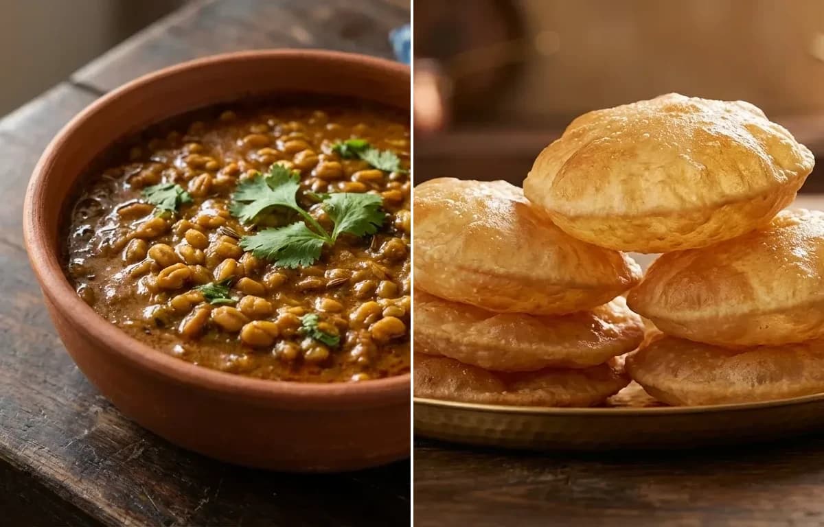 Methi Dana ki Sabzi with Puri