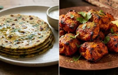 Methi na Thepla with Chicken Tikka Chunks