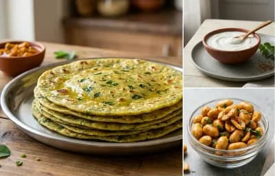 Methi Thepla + Curd + Peanuts