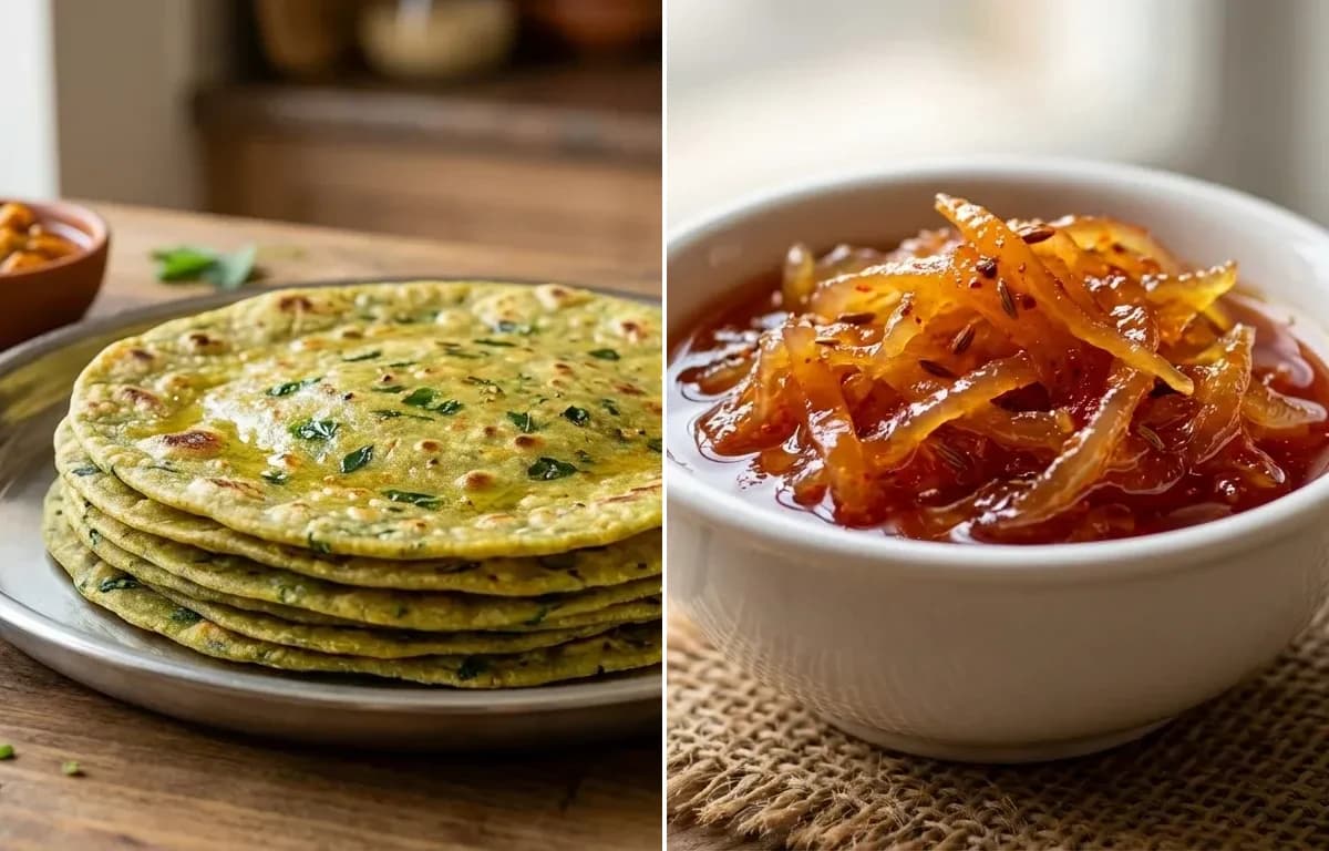 Methi Thepla with Gujarati Chhundo