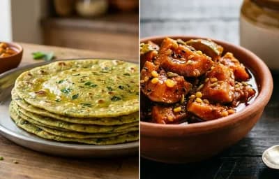 Methi Thepla with Mango Pickle