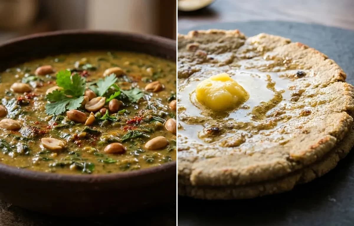Methichi Patal Bhaji with Bajra Bhakri