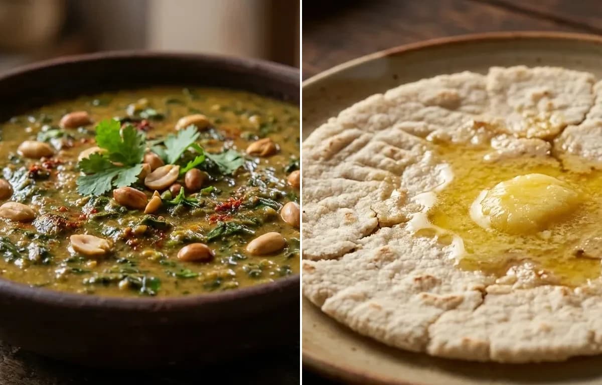 Methichi Patal Bhaji with Jowar Bhakri