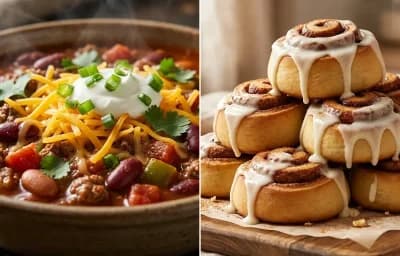 Midwest Chili with Cinnamon Rolls