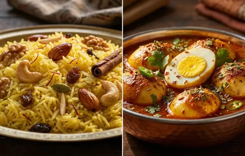 Modur Pulao with Egg Curry