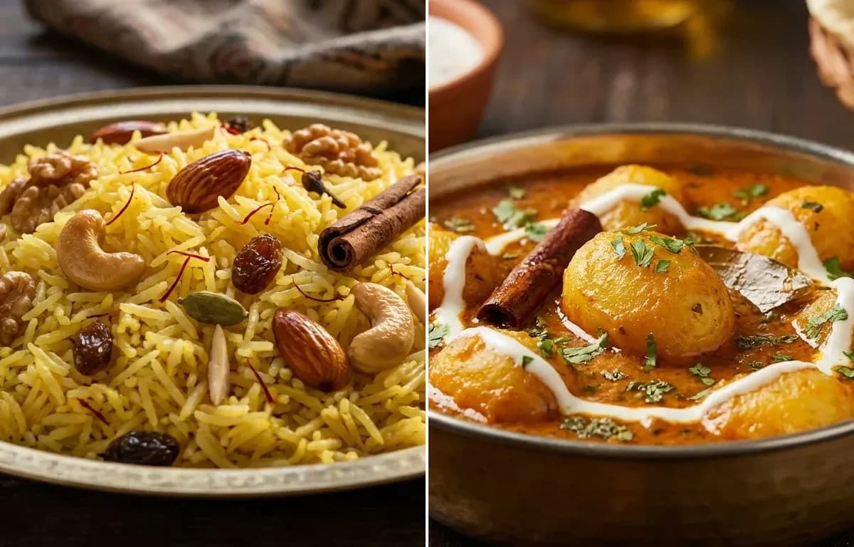 Modur Pulao with Punjabi Dum Aloo