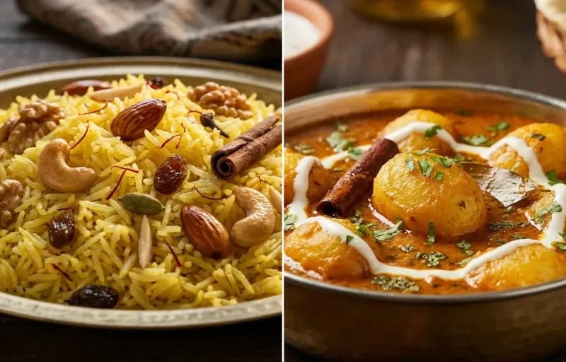 Modur Pulao with Punjabi Dum Aloo