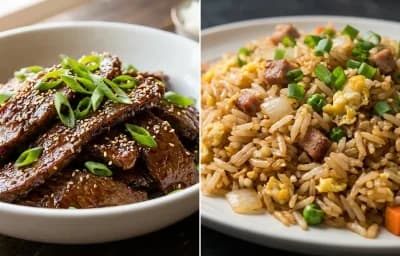 Mongolian Beef with Pork Fried Rice