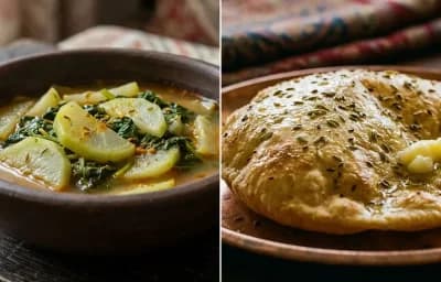 Monji Haak with Kashmiri Roti