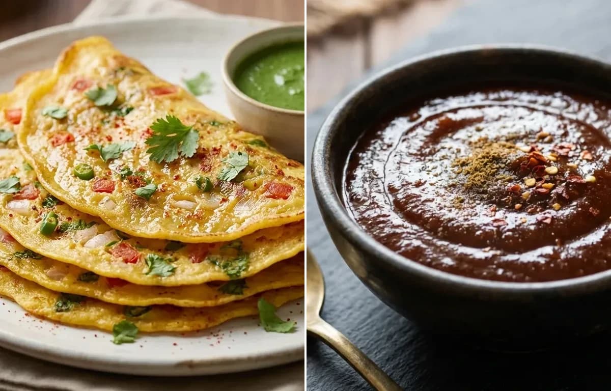 Moong Dal Chilla with Tamarind Chutney