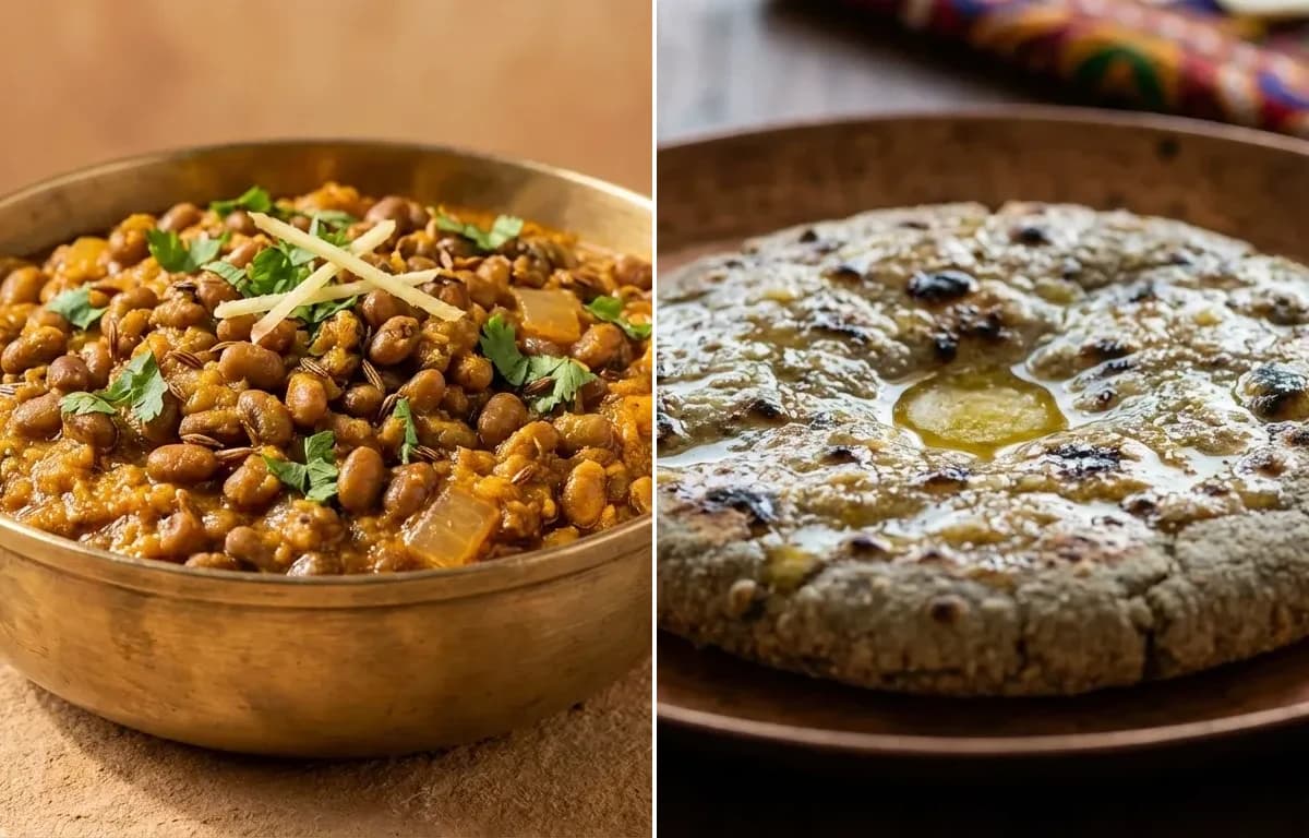 Moth ki Sabzi with Bajra Roti