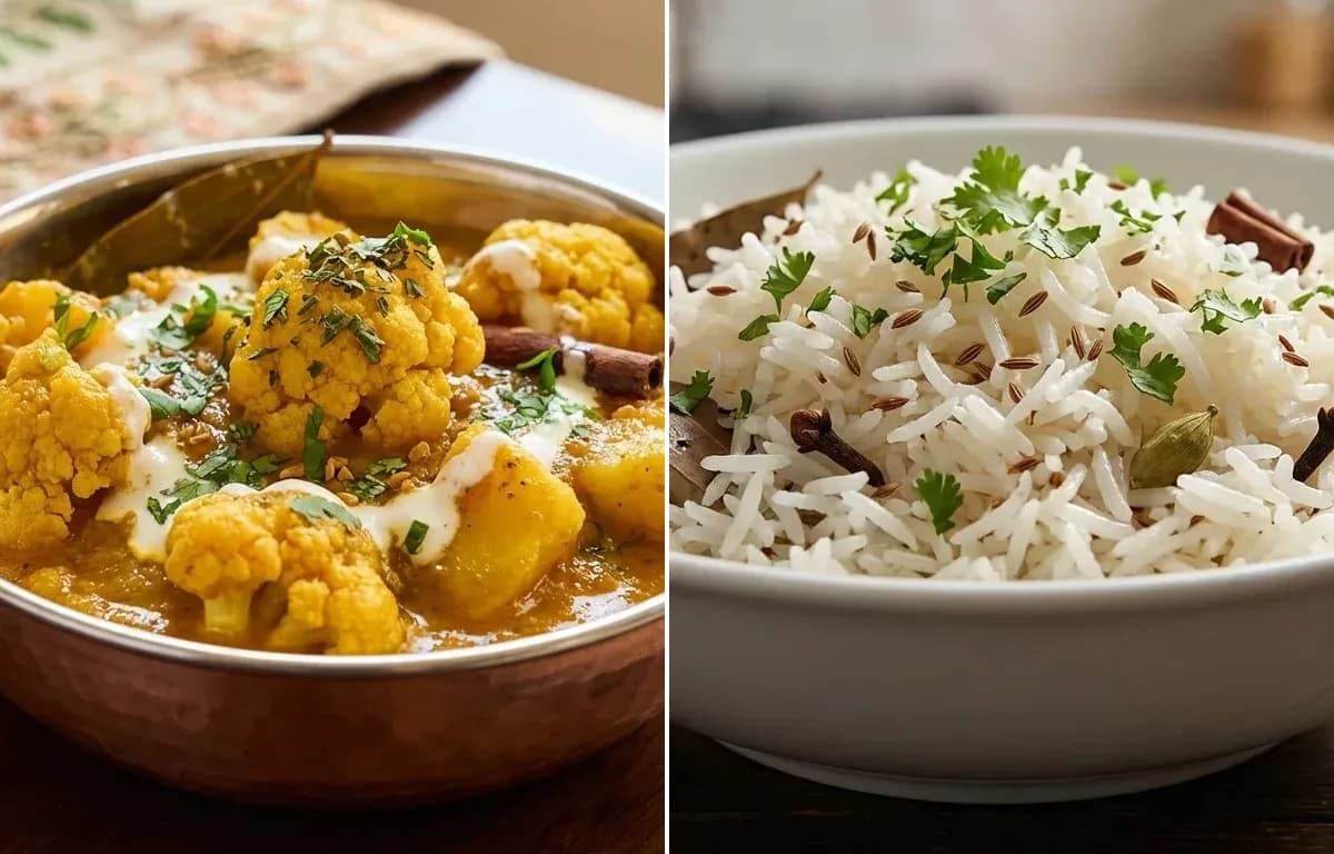 Mughlai Aloo Gobi with Jeera Rice