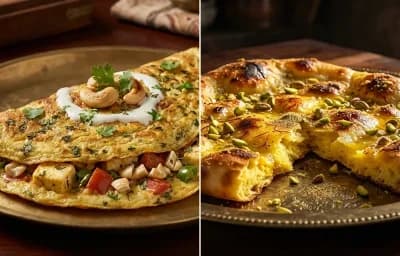 Mughlai Omelette with Toasted Sheermal