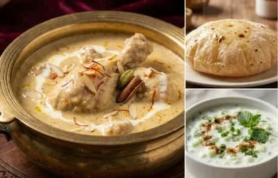 Murg-e-Sultani, Phulka and Cucumber Raita