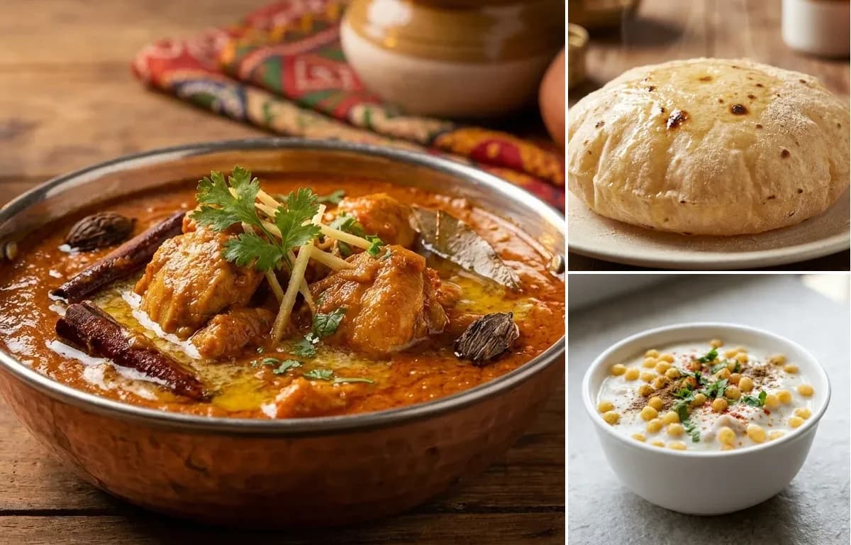 Murgh Jodhpuri, Phulka and Boondi Raita