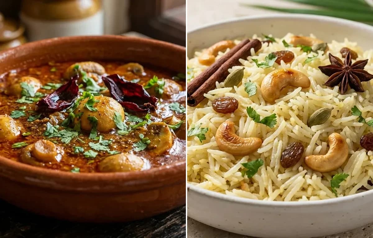 Mushroom Ambotik with Goan Coconut Rice
